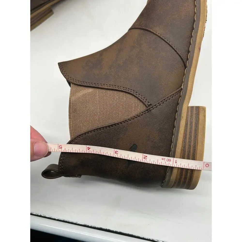 Rocket Dog Maylon Brown Faux Leather Chelsea Ankle Boots 8.5 EU 39 Pull On Fall